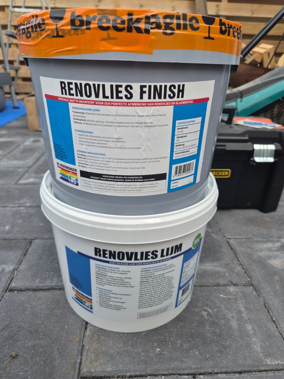 Renovlies Finish en Lijm - Complete Set voor Muren, 10 tot 15 liter, Ophalen, Nieuw, Wit