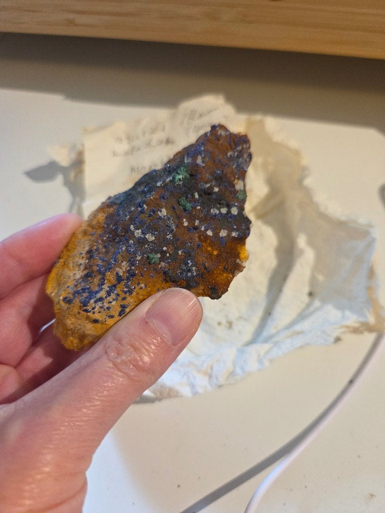 Steen met Azuriet en Malachiet uit Marokko, Ophalen of Verzenden, Mineraal