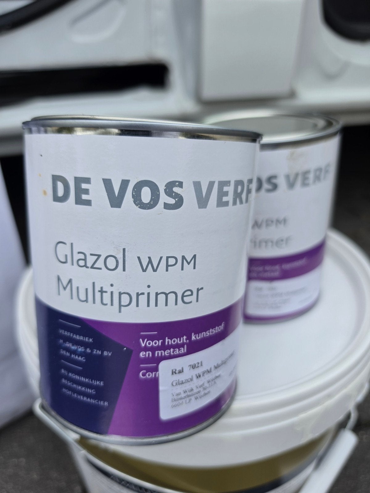 De Vos verf multiprimer 7021, Minder dan 5 liter, Ophalen of Verzenden, Nieuw, Overige kleuren