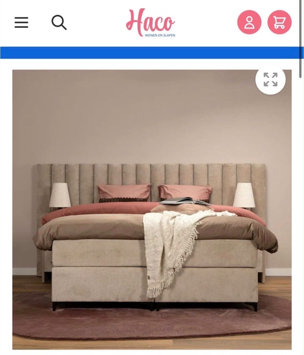 Nieuw Haco Boxspringset met Topper 200x220 cm, Ophalen, Beige, Overige maten, Stof