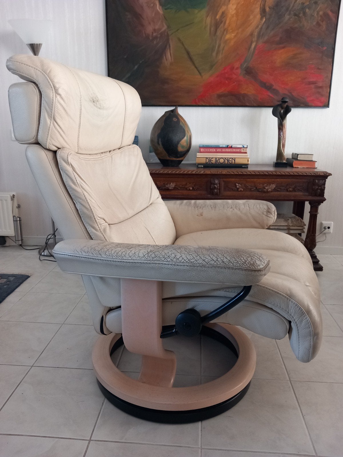 Stressless Stoel, Ophalen, Gebruikt, 50 tot 75 cm, Leer