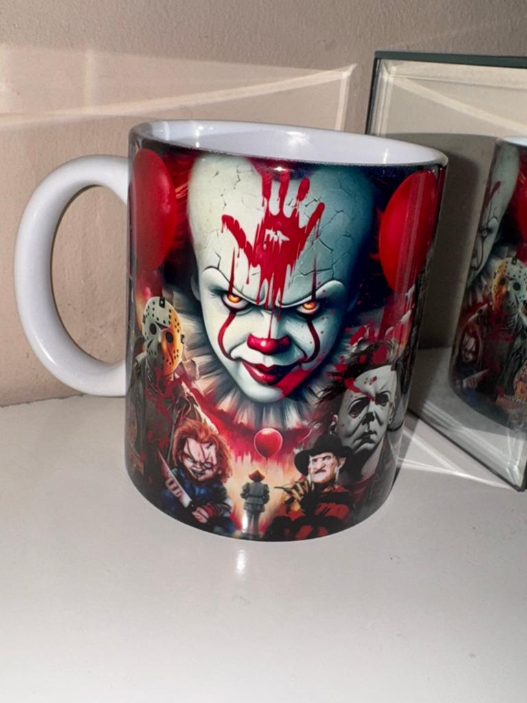 Horror mok met iconische filmfiguren - Nieuw, Ophalen of Verzenden, Zo goed als nieuw