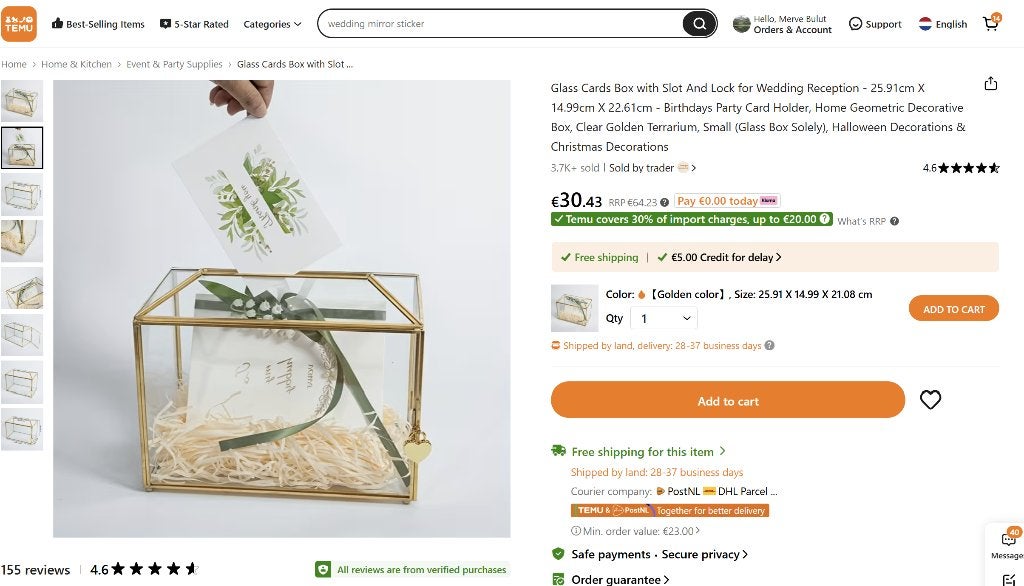 Stylish Wedding/Party Cards Box, Ophalen, Nieuw, Feestartikel, Geboorte of Huwelijk