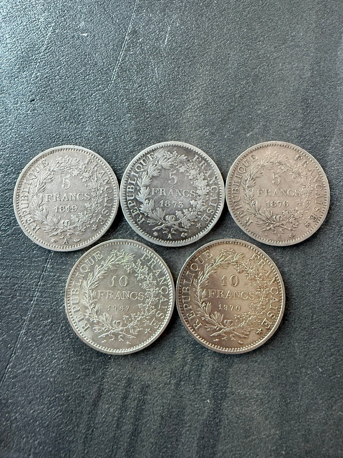 112,5 gram Zilver 3x 5 francs 18xx 2x 10 francs, Postzegels en Munten, Munten | Nederland, Ophalen of Verzenden, Vóór koninkrijk