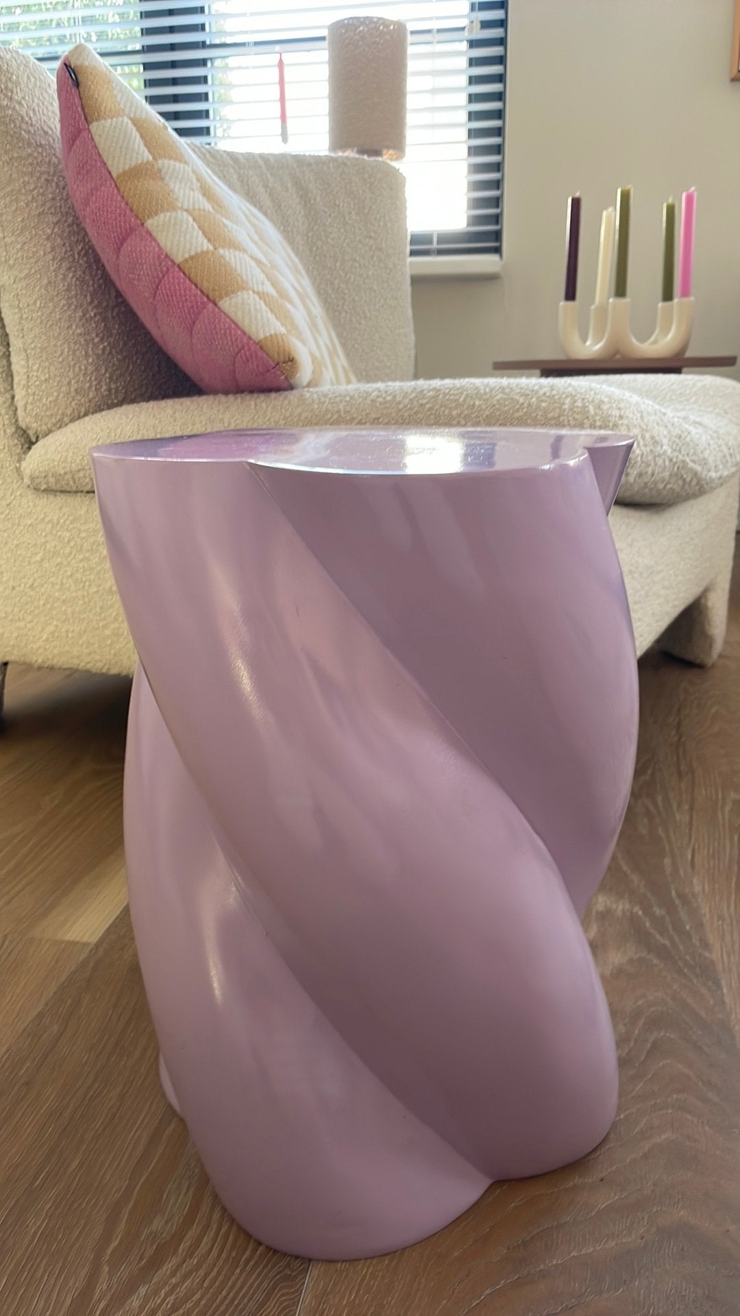 &K Amsterdam lila spek/bijzettafel, 45 tot 60 cm, Minder dan 55 cm, Gebruikt, Rond