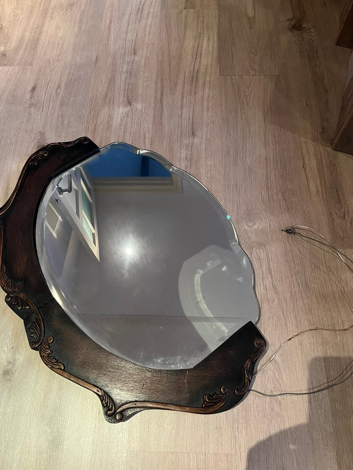 Antieke spiegel met geslepen glas, Ophalen, Rechthoekig