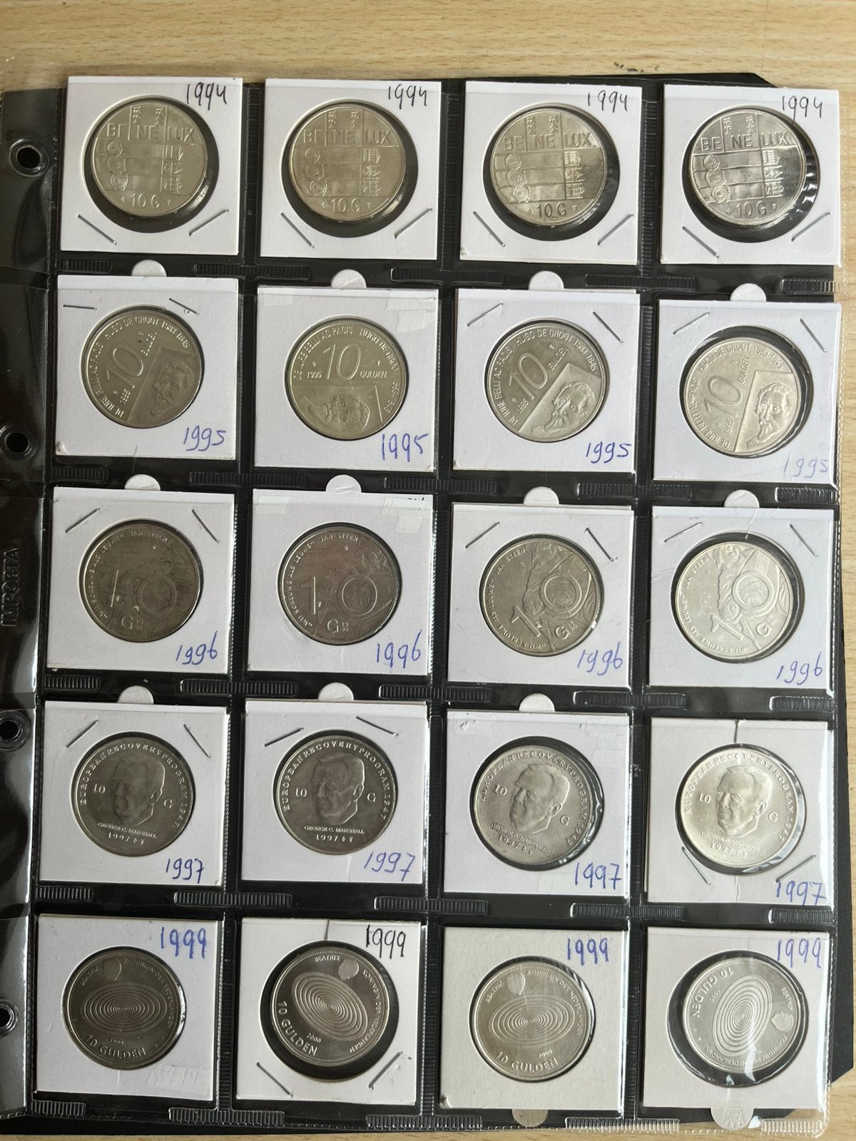 BEATRIX 4 PRACHTIGE SERIES TIEN GULDEN 1994-1999, Postzegels en Munten, Munten | Nederland, Koningin Beatrix, Zilver, 10 gulden