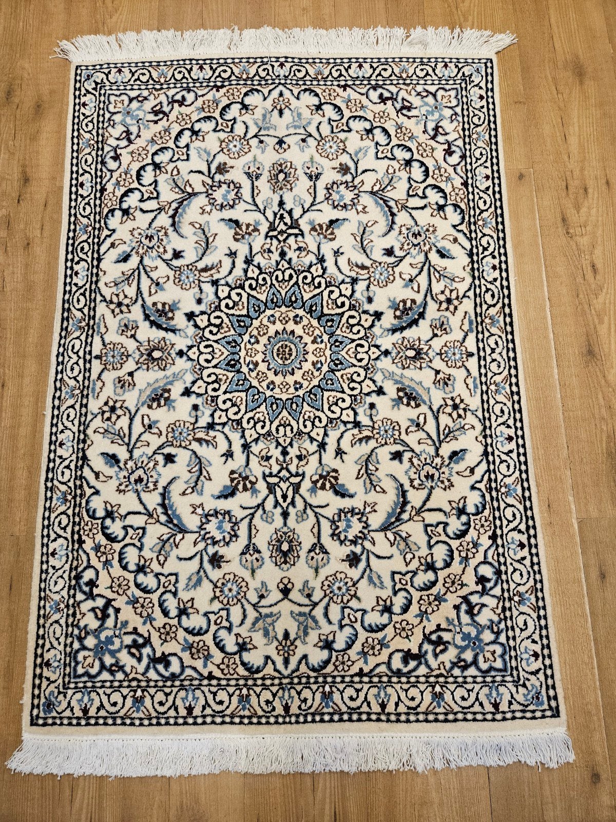 Vintage handgeknoopt perzisch tapijt nain 9la 141x88