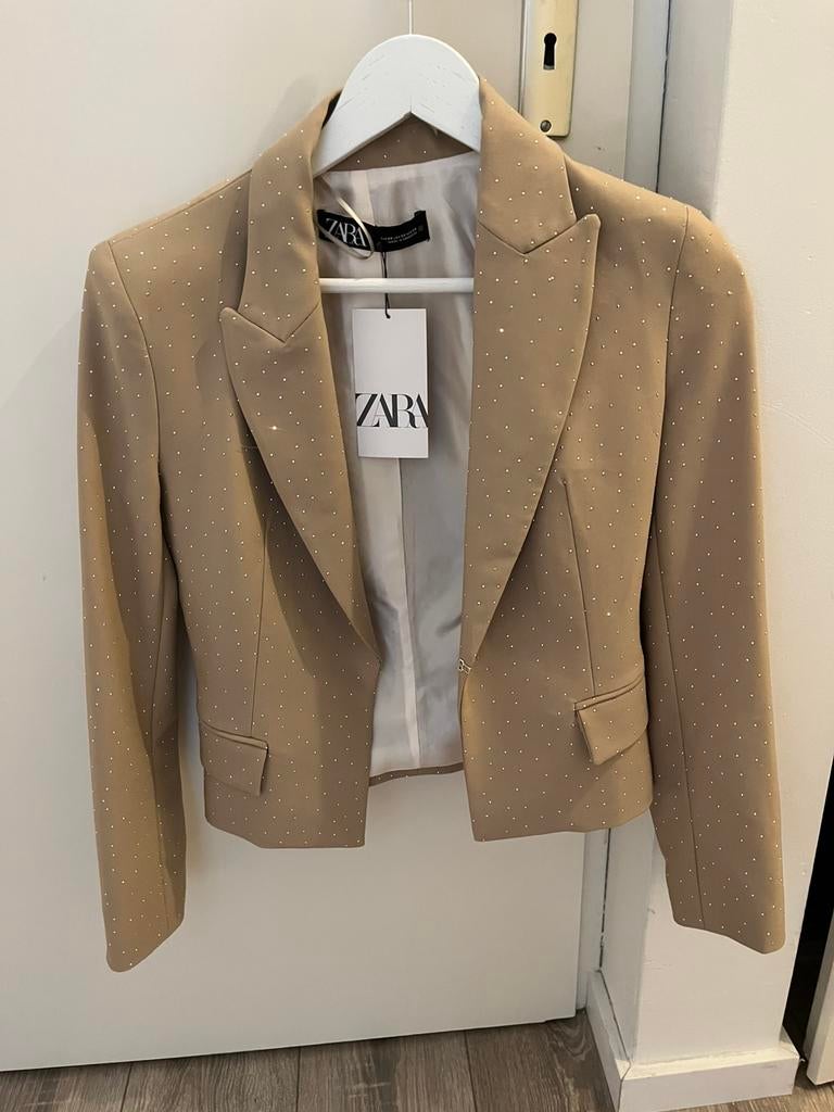 Zara blazer met strass, Kleding | Dames, Beige, Ophalen of Verzenden, Zo goed als nieuw, Jasje