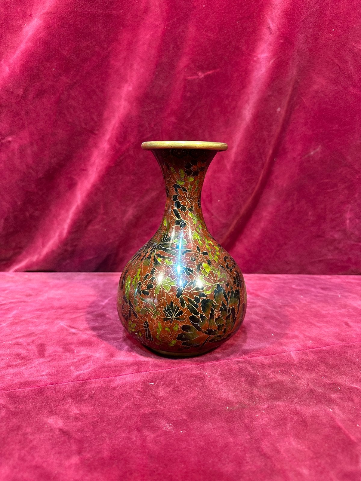 Antieke Chinese Cloisonné Vaas - Bloemmotief, Verzenden