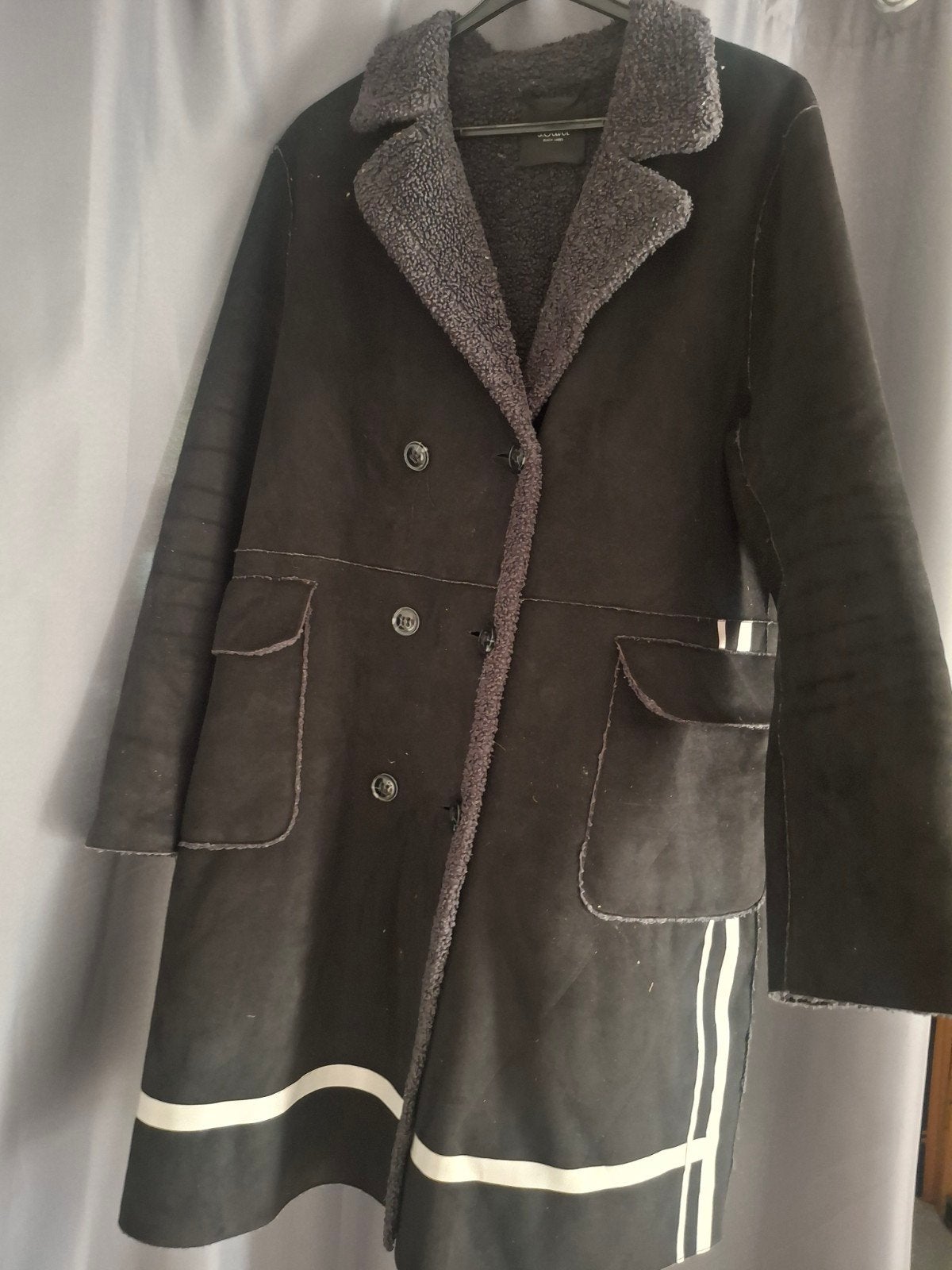 S.Oliver Black Label lange jas met teddy voering, Zwart, Maat 42/44 (L), Ophalen of Verzenden, Gedragen