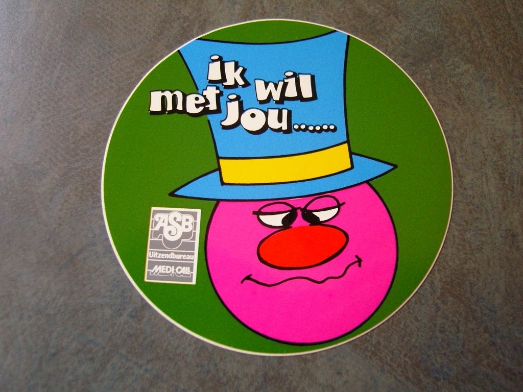 sticker ASB Uitzendbureau Ik wil met jou .....  carnaval, Ophalen, Zo goed als nieuw