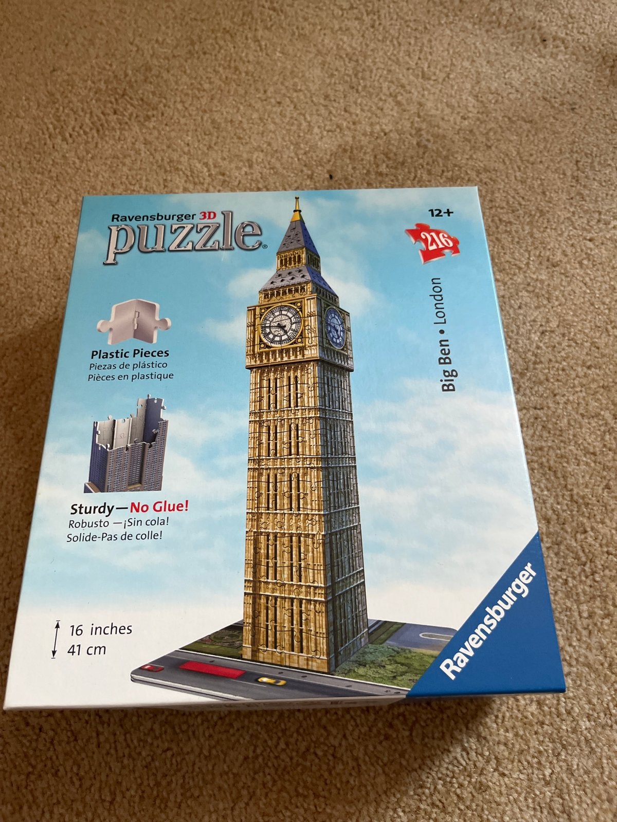 Ravensburger 3D Big Ben Puzzel - 216 Stukjes, Hobby en Vrije tijd, Ophalen of Verzenden, 500 t/m 1500 stukjes, Zo goed als nieuw