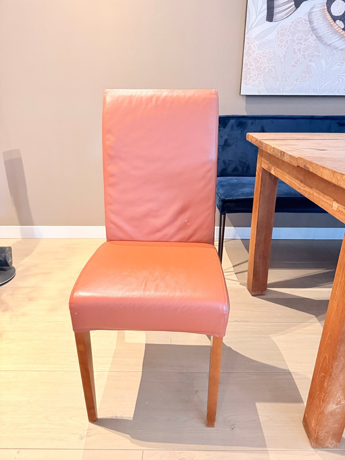 Leren eetkamerstoel - bordeaux rood, Huis en Inrichting, Stoelen, Ophalen, Gebruikt, Overige kleuren, Leer