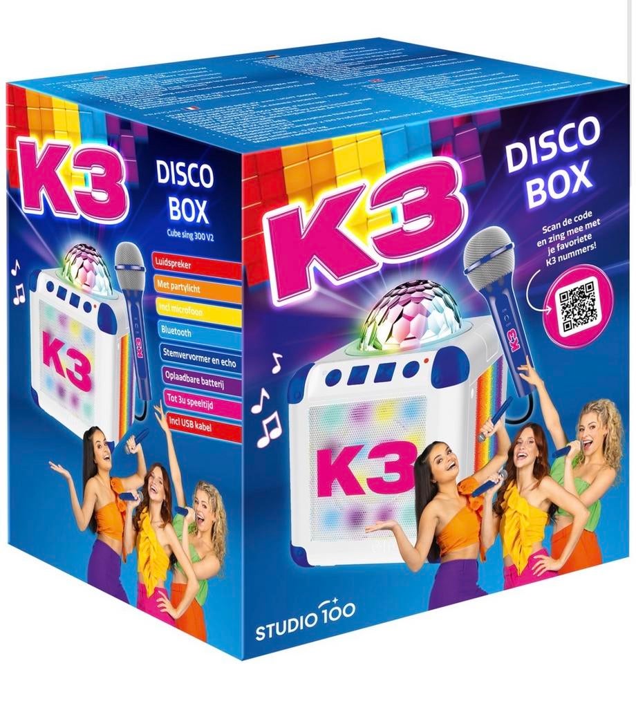 K3 Discobox met microfoon en lichteffecten, Kinderen en Baby's, Speelgoed | Overig, Halfstraat 80, 2627 Schelle, Meisje, Nieuw