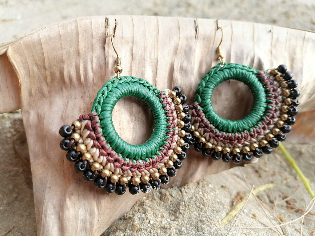 Nieuwe handgemaakte oorbellen boho stijl veelkleurig, Overige materialen, Hangers, Nieuw, Ophalen of Verzenden