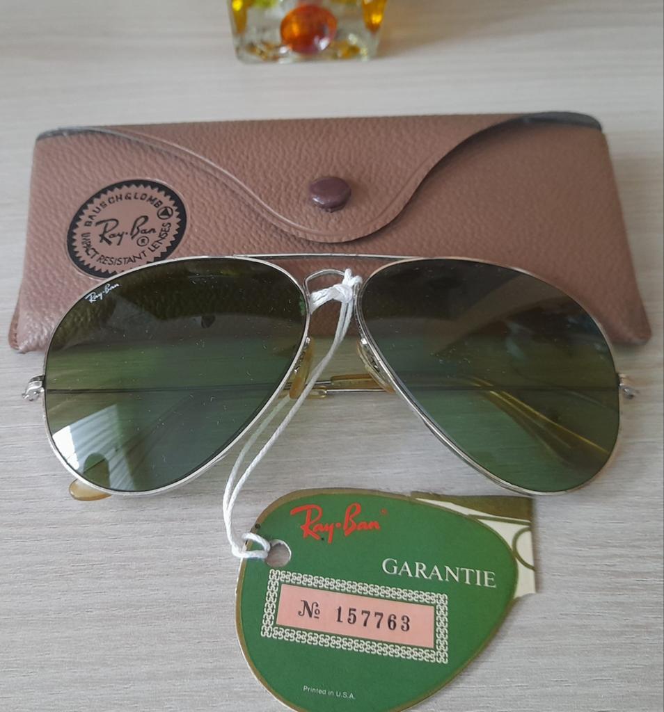 Vintage ray ban zonnebril aviator B&L glazen 62-14, Ophalen, Gebruikt, Groen, Ray-Ban