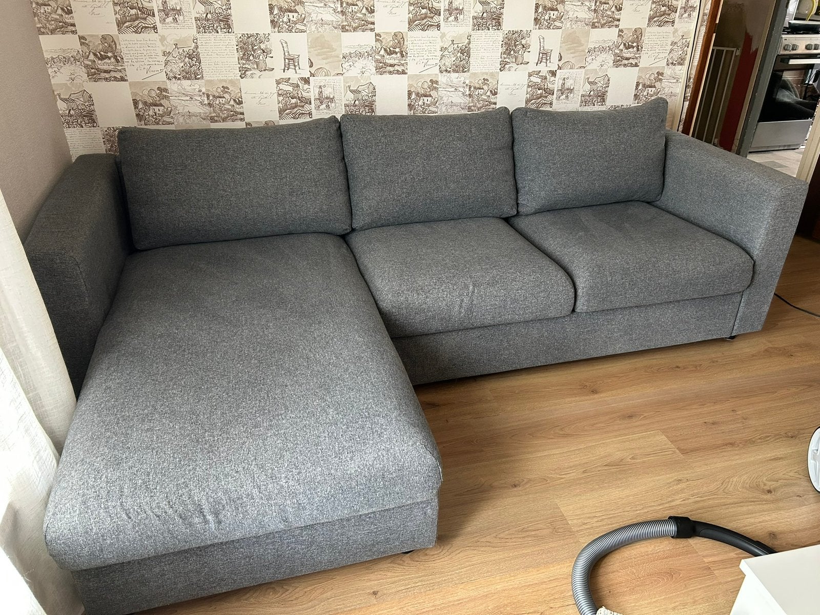 Ikea Vimle 3-zits bank gunnared grijs met chaisse longue, Huis en Inrichting, Banken | Sofa's en Chaises Longues, Ophalen, Gebruikt