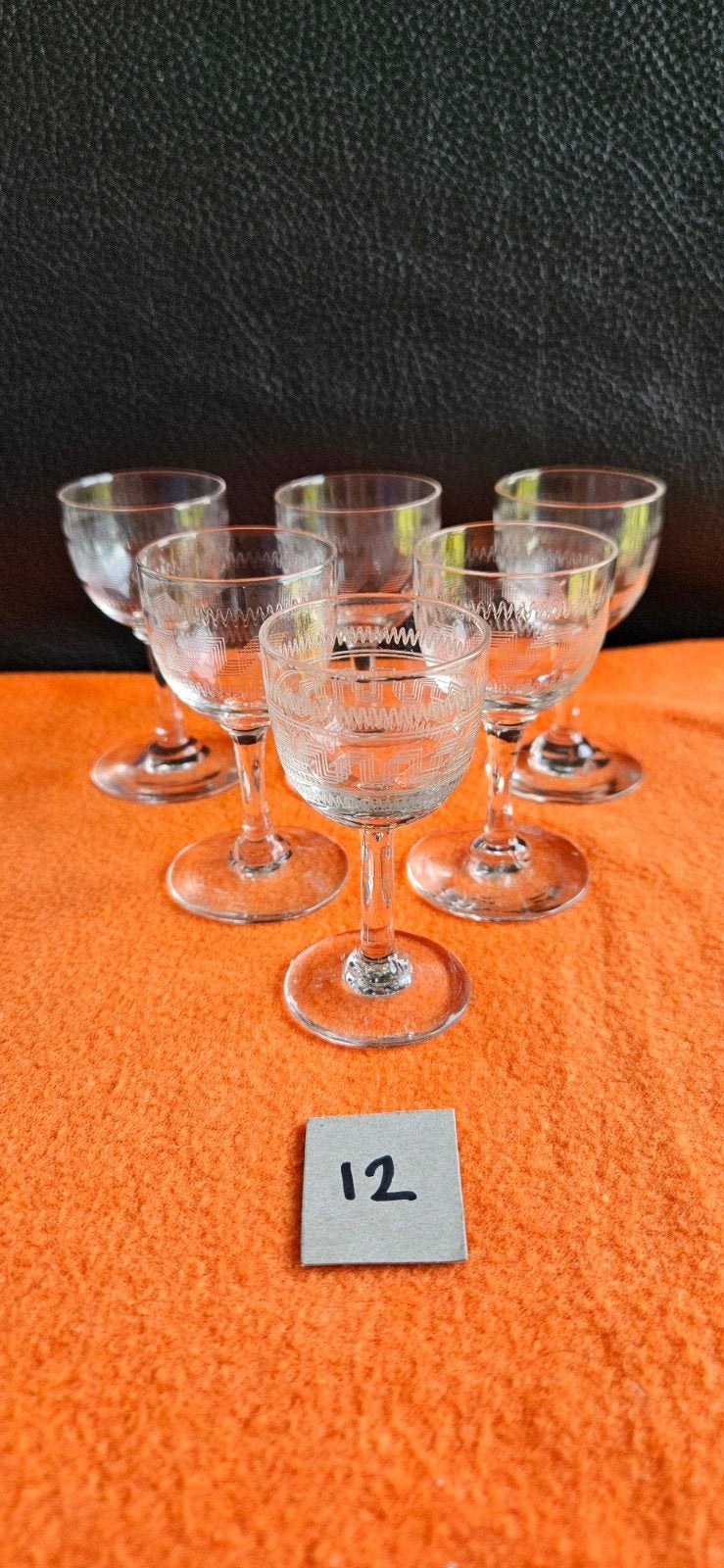 6x Antieke Borrelglaasjes / Coupe Glazen - Kristal Ets, Verzamelen, Ophalen of Verzenden, Zo goed als nieuw, Overige typen