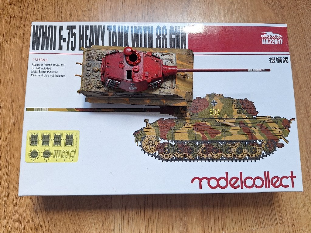 1:72 1/72 Modelcollect WWII E-75 Heavy Tank with 88 Gun Gebo, Overige merken, Ophalen of Verzenden, Zo goed als nieuw, Tank
