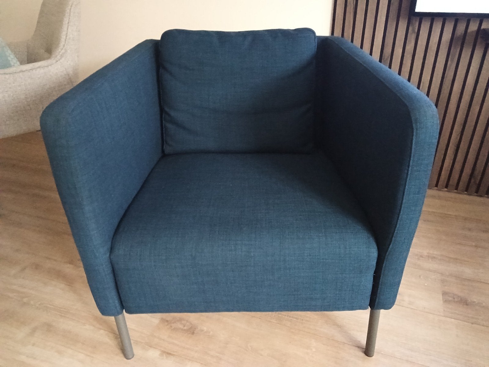 Ikea Ekero stoel - Comfortabele fauteuil in blauw, Huis en Inrichting, Fauteuils, Ophalen, 75 tot 100 cm, Zo goed als nieuw, Stof