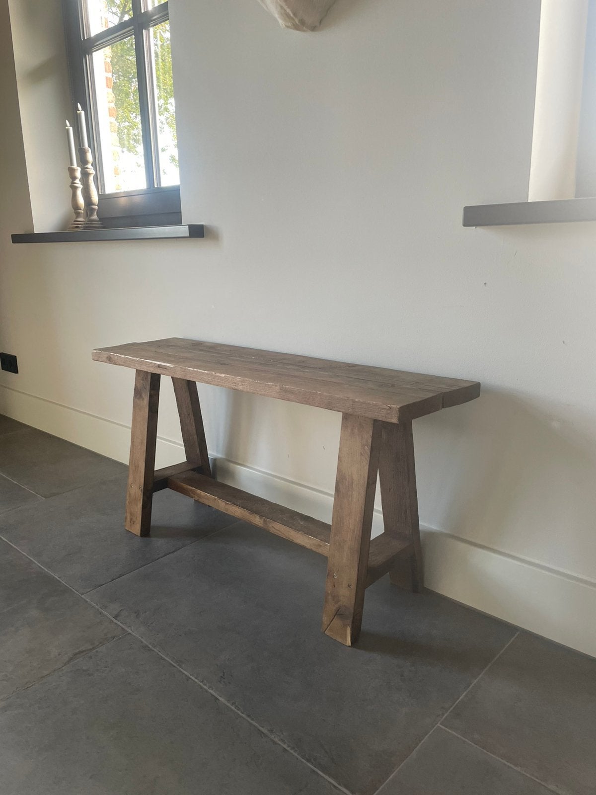 Rustieke houten bank, Ophalen, Zo goed als nieuw, Rechthoekig, 50 tot 100 cm