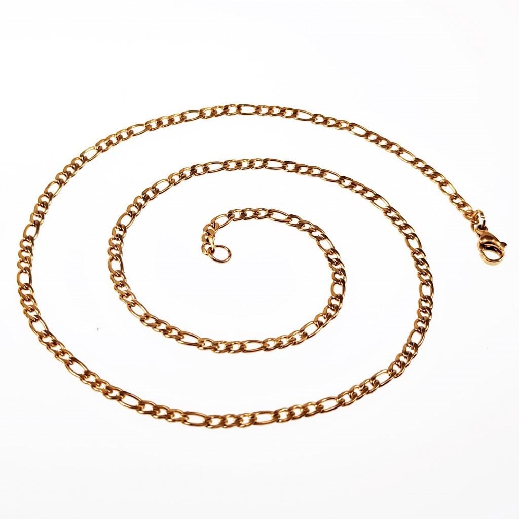 3mm Figaro Ketting Dames Heren Stalen Goudkleur Schakel, Overige materialen, Birgitta-Gracht 33, 6465 EL Kerkrade, Nederland, Verzenden