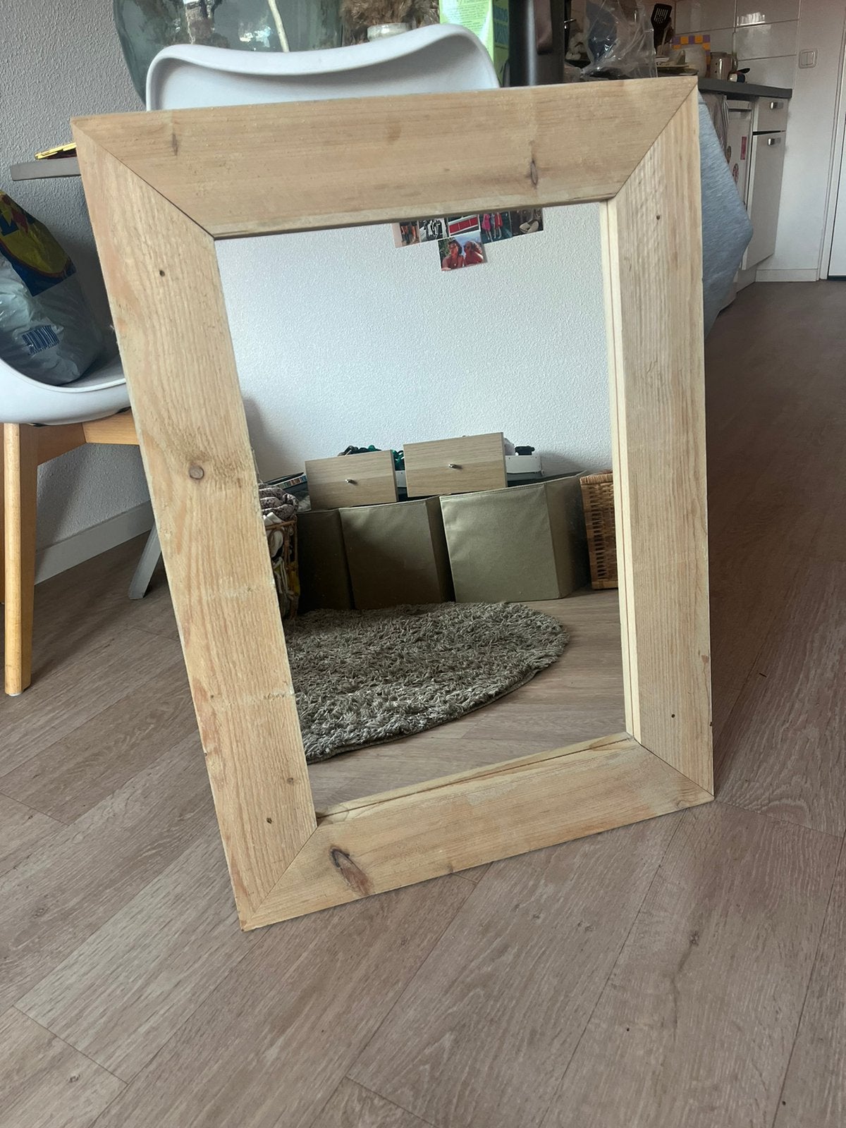 Steigerhouten spiegel, Huis en Inrichting, Ophalen of Verzenden, Zo goed als nieuw, Minder dan 100 cm, Rechthoekig