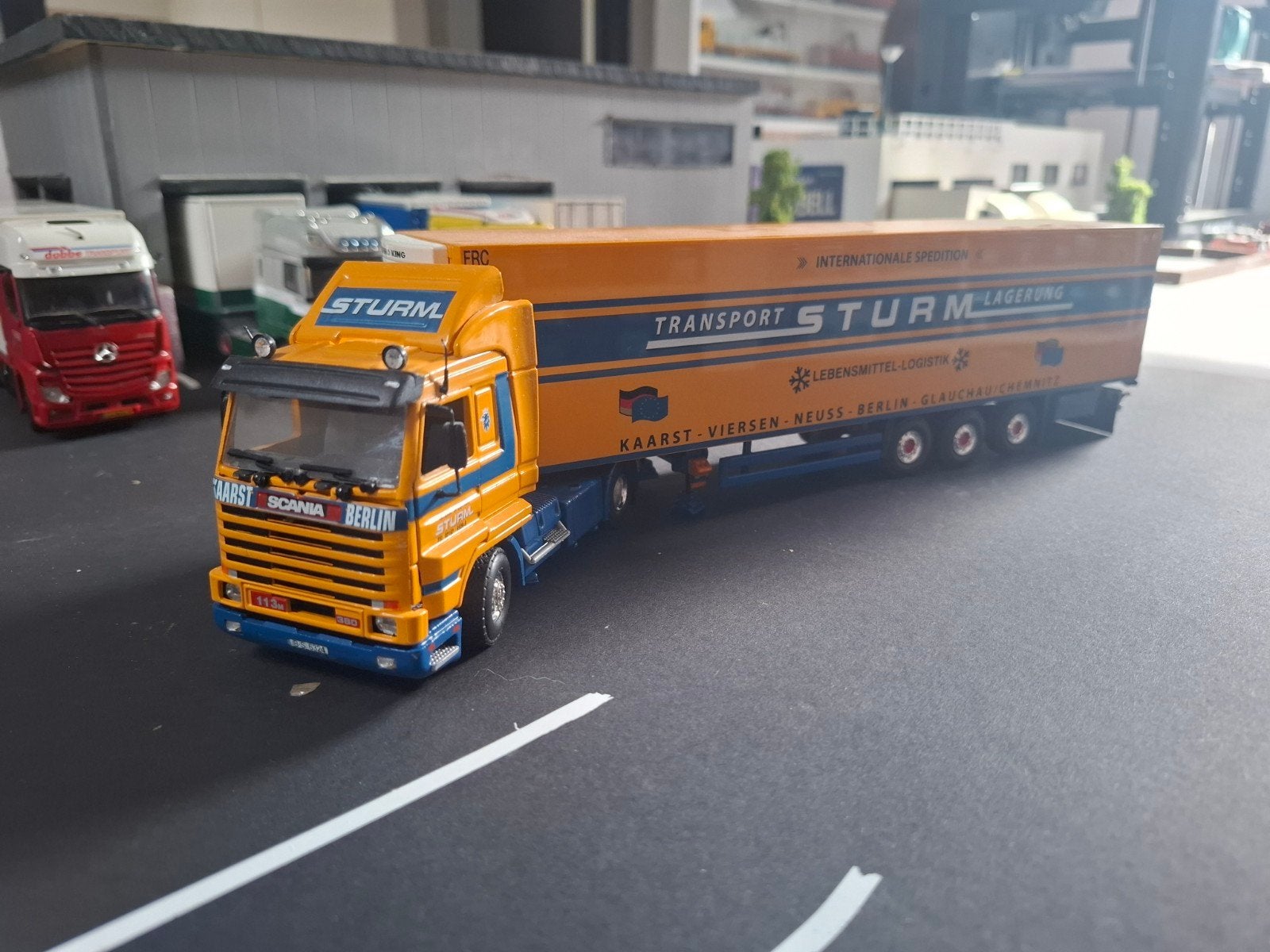 scania sturm, Hobby en Vrije tijd, Modelauto's | 1:50, Ophalen of Verzenden, Zo goed als nieuw, Bus of Vrachtwagen, Tekno