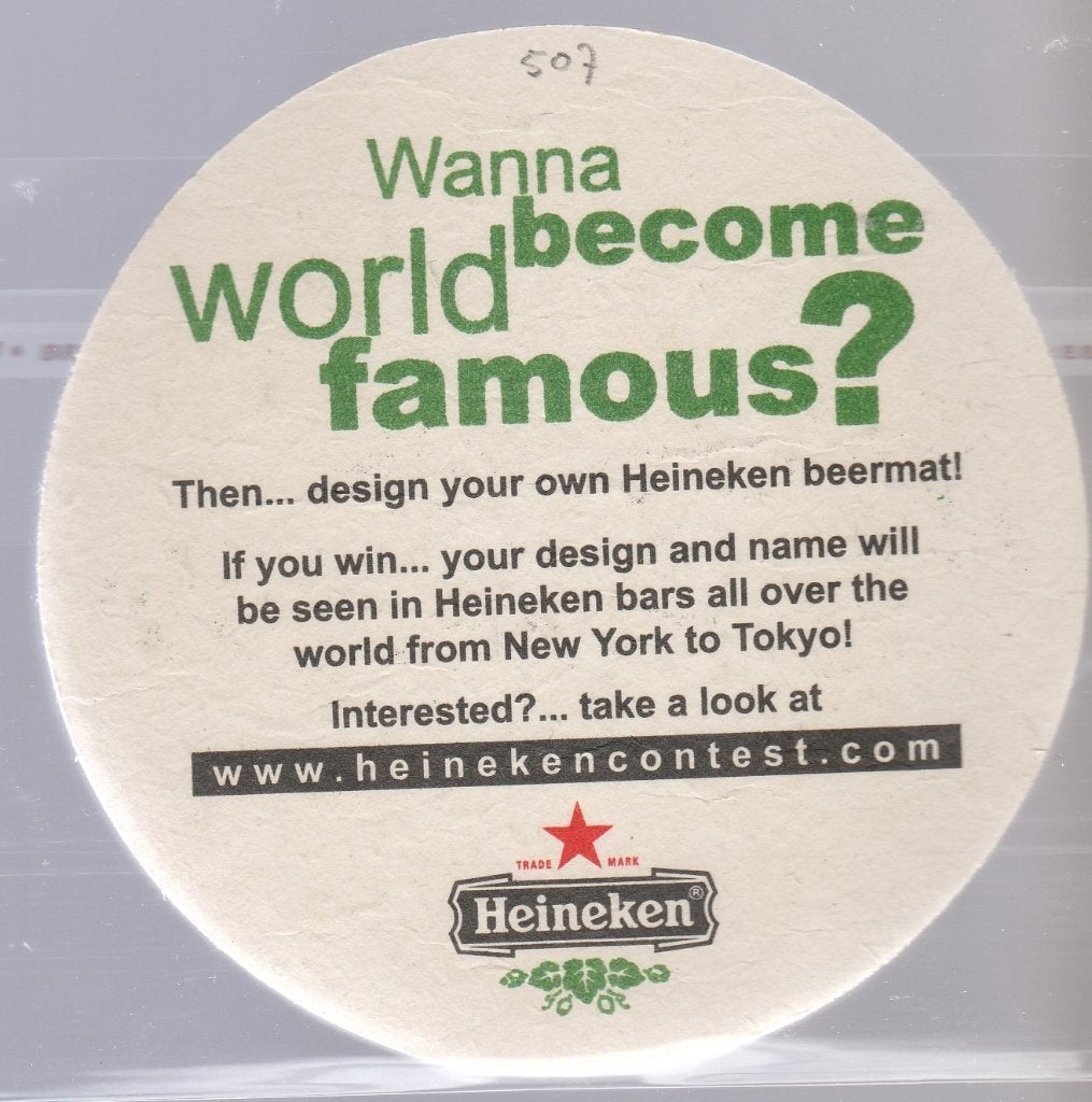 Bierviltje Heineken A 507, Ophalen of Verzenden, Gebruikt, Viltje(s), Heineken