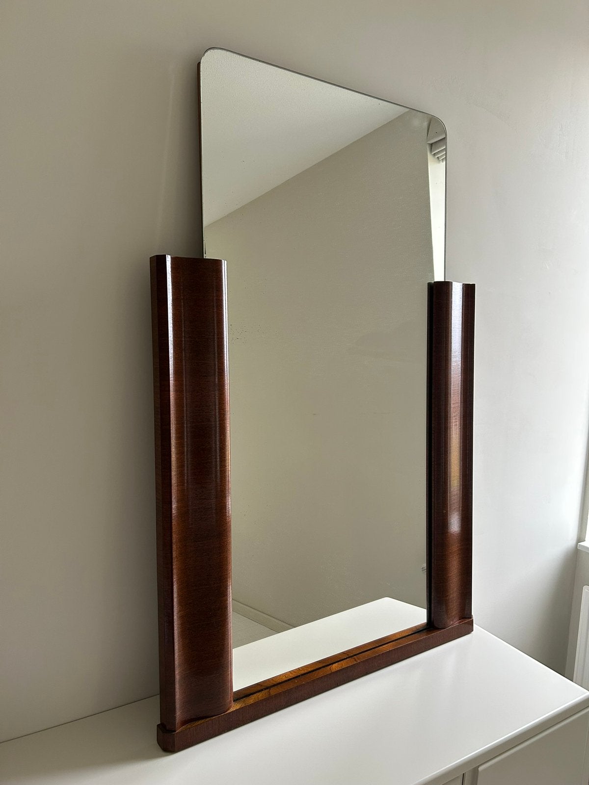 Vintage mid century art deco spiegel, Ophalen, Gebruikt, 100 tot 150 cm, Overige vormen
