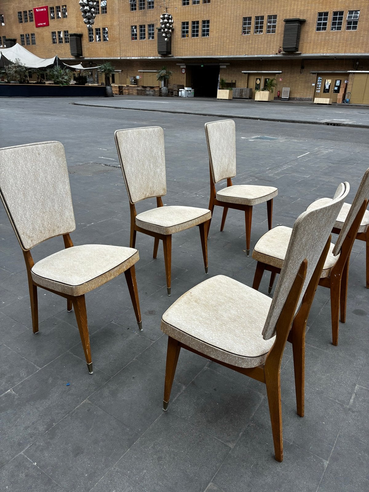 Set van 6 Vintage Mid-Century Eetkamerstoelen Jaren '50, Antiek en Kunst, Ophalen