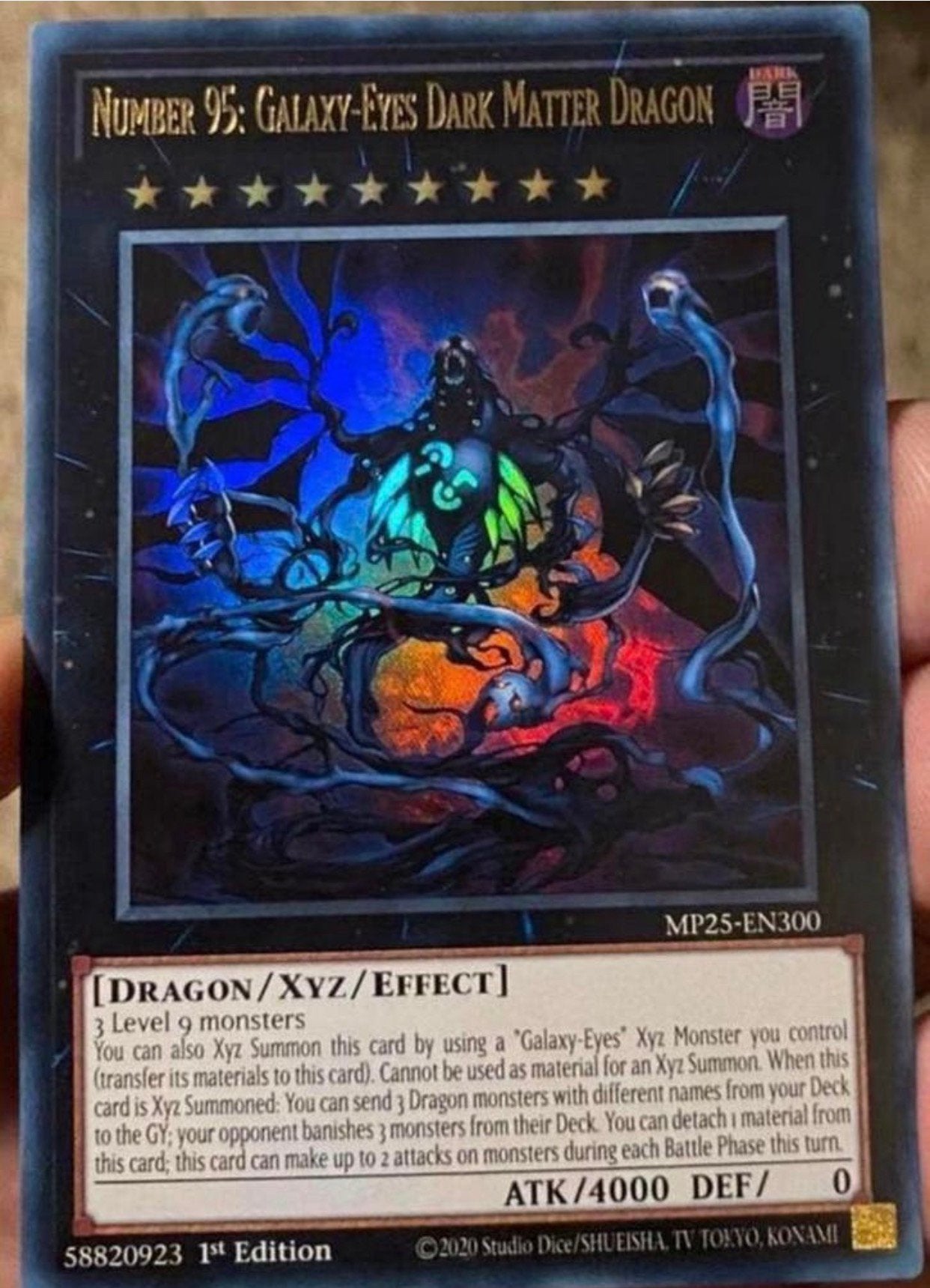 Yu-Gi-Oh! Number 95:Galaxy Eyes Dark Matter Dragon MP25 Mint, Ophalen of Verzenden, Zo goed als nieuw, Losse kaart, Foil