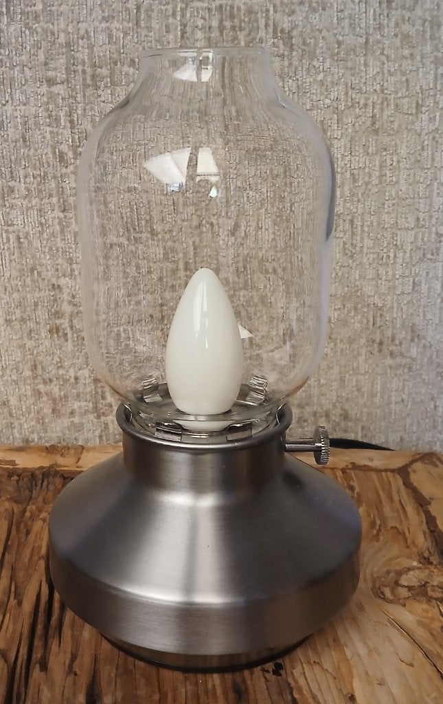 IKEA Tafeldimlamp TÄRNABY Roestvrijstalen Hoogte: 25 cm, Dimbaar, Ophalen of Verzenden, Zo goed als nieuw, Glas