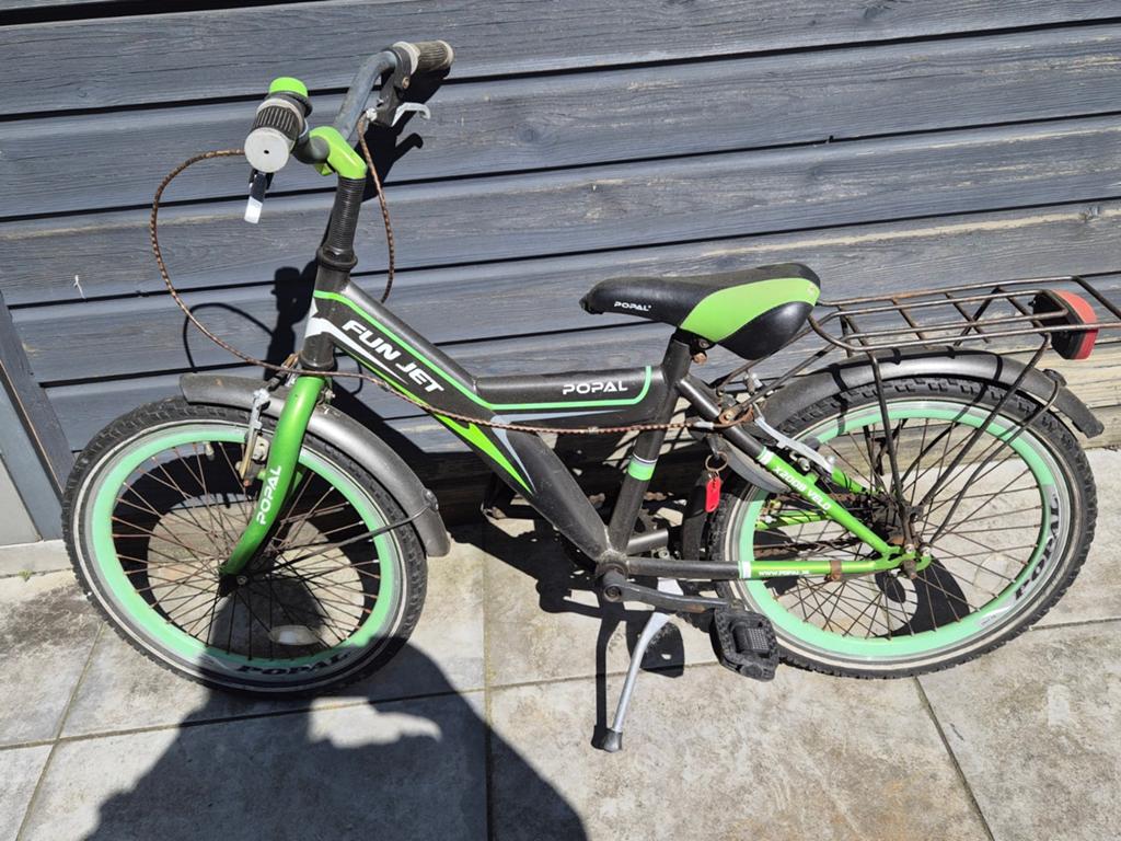 Popal Fun Jet Kinderfiets 20 inch - Zwart/Groen, Fietsen en Brommers, Fietsen | Kinderfietsjes, Ophalen, Gebruikt, 20 inch of meer