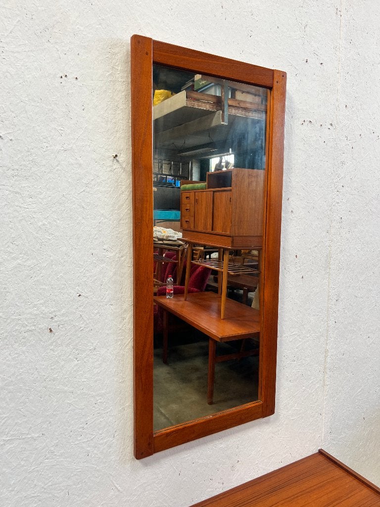 Vintage teak spiegel, Miljo, Ab Nybrofabriken, Zweden 50's, Huis en Inrichting, Ophalen, Minder dan 50 cm, Gebruikt, 100 tot 150 cm