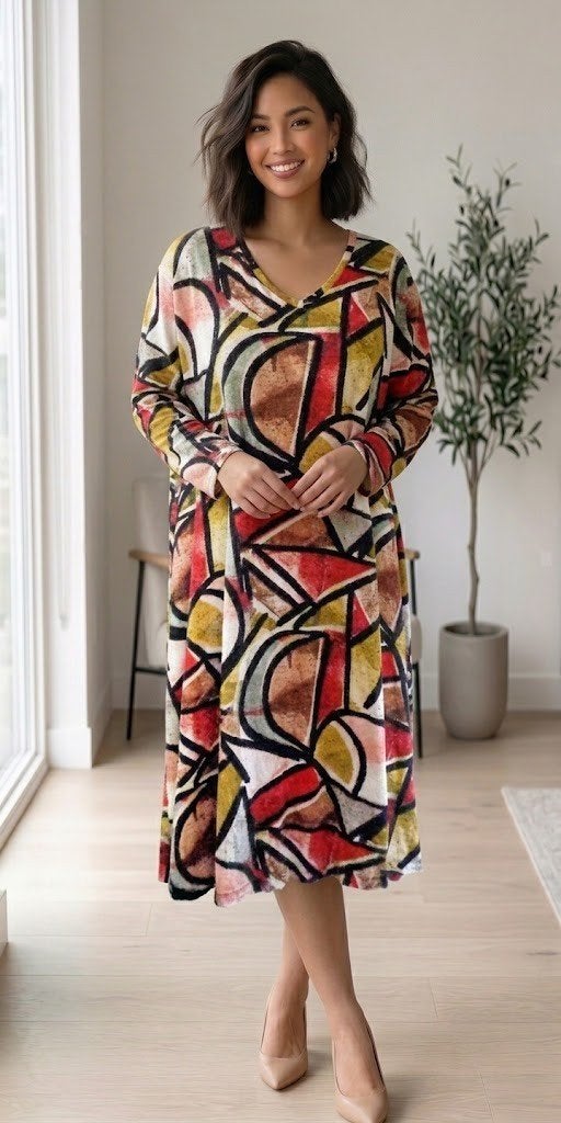 Colletta/viscose maat 60+, Colletta, Jurk, Zo goed als nieuw, Meerkleurig