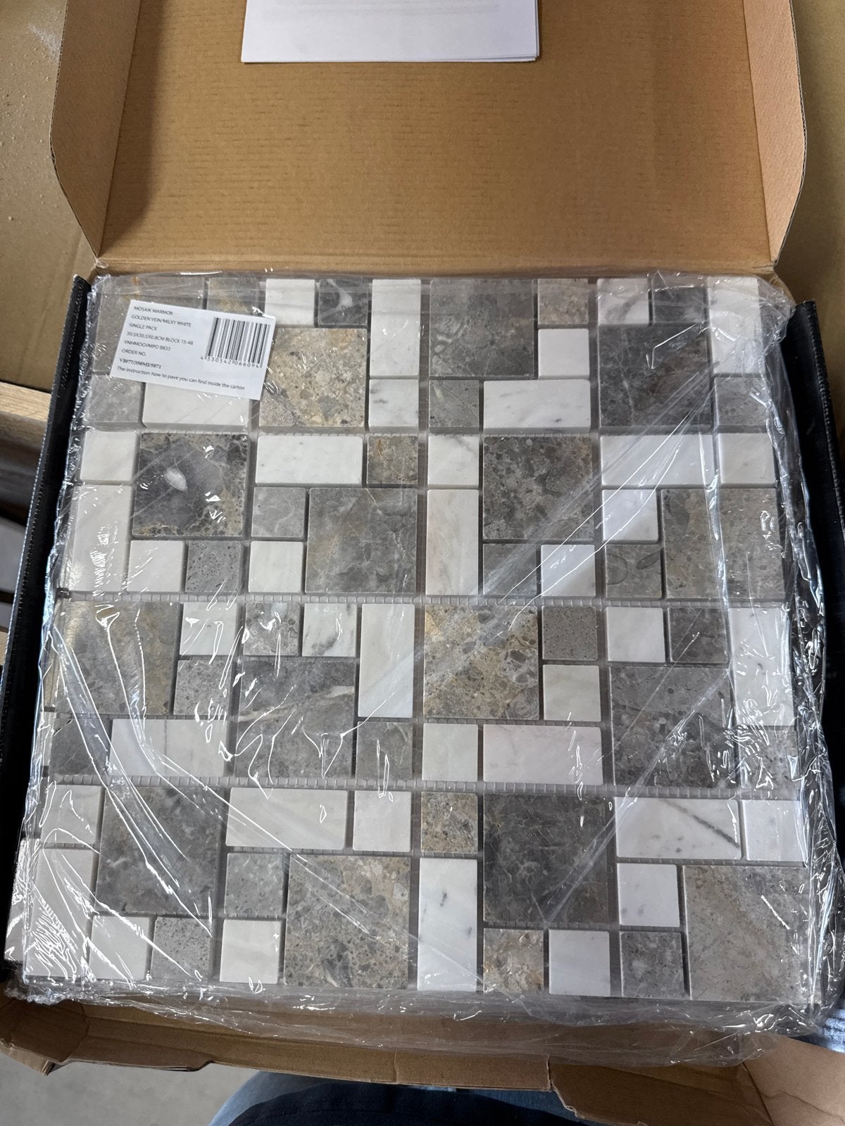 Mozaïek Marmer Tegels - Golden Vein/Milky White, Ophalen, Wandtegels, Nieuw, 20 tot 40 cm