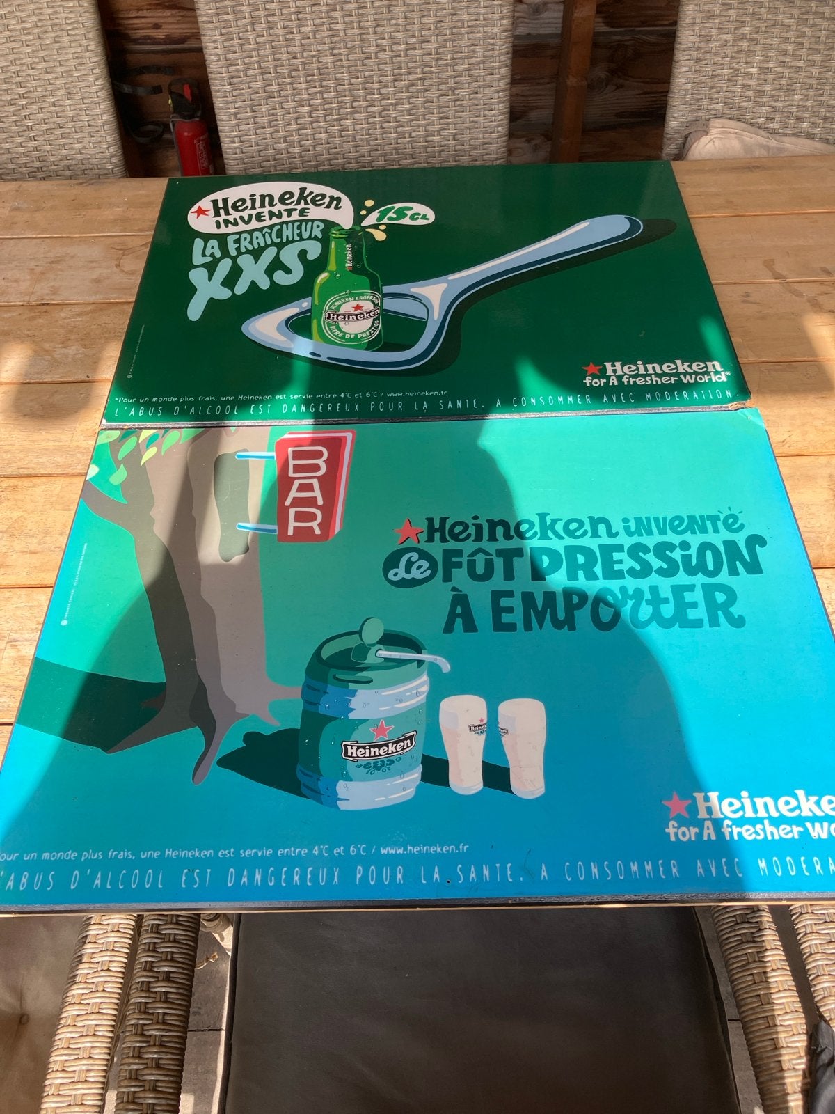 2 Heineken Reclameborden - Vintage Brouwerij Decoratie, Verzamelen, Ophalen of Verzenden, Gebruikt, Reclamebord
