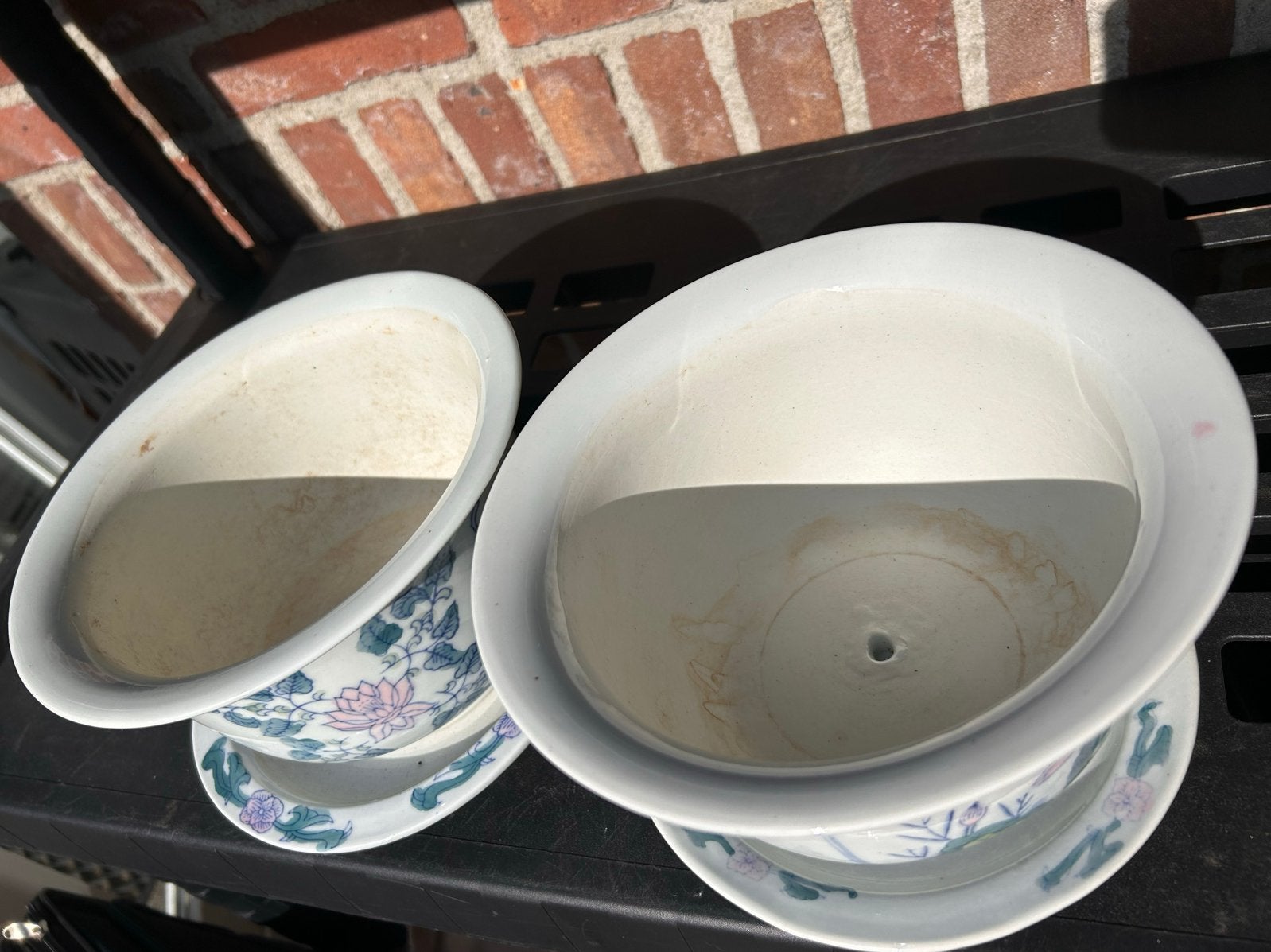 Decoratieve buitenpotten met schotel, Ophalen, Gebruikt, ., Rond