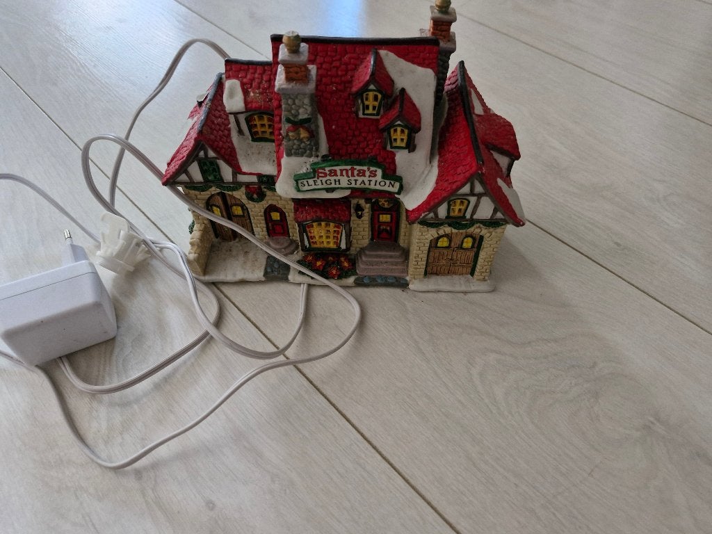 Vintage Kersthuisje met verlichting, Ophalen of Verzenden, Gebruikt