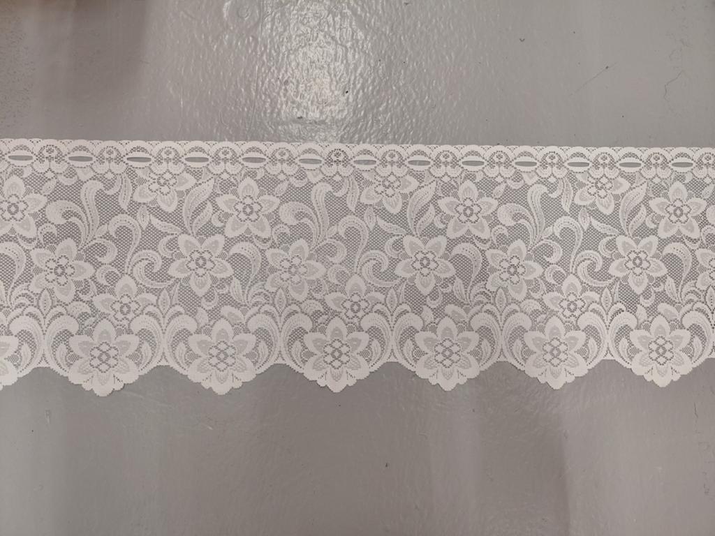 Nieuw vitrage met bloemen 29 cm hoog, Ophalen of Verzenden, Nieuw, Wit