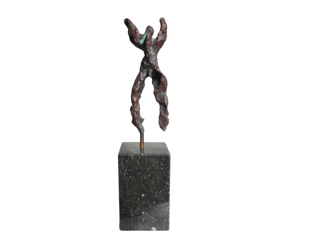 Veilinghuis Oranje - Abstracte bronzen brons beeld op sokkel, Ophalen, Brons, 20 - 50 cm, Op sokkel