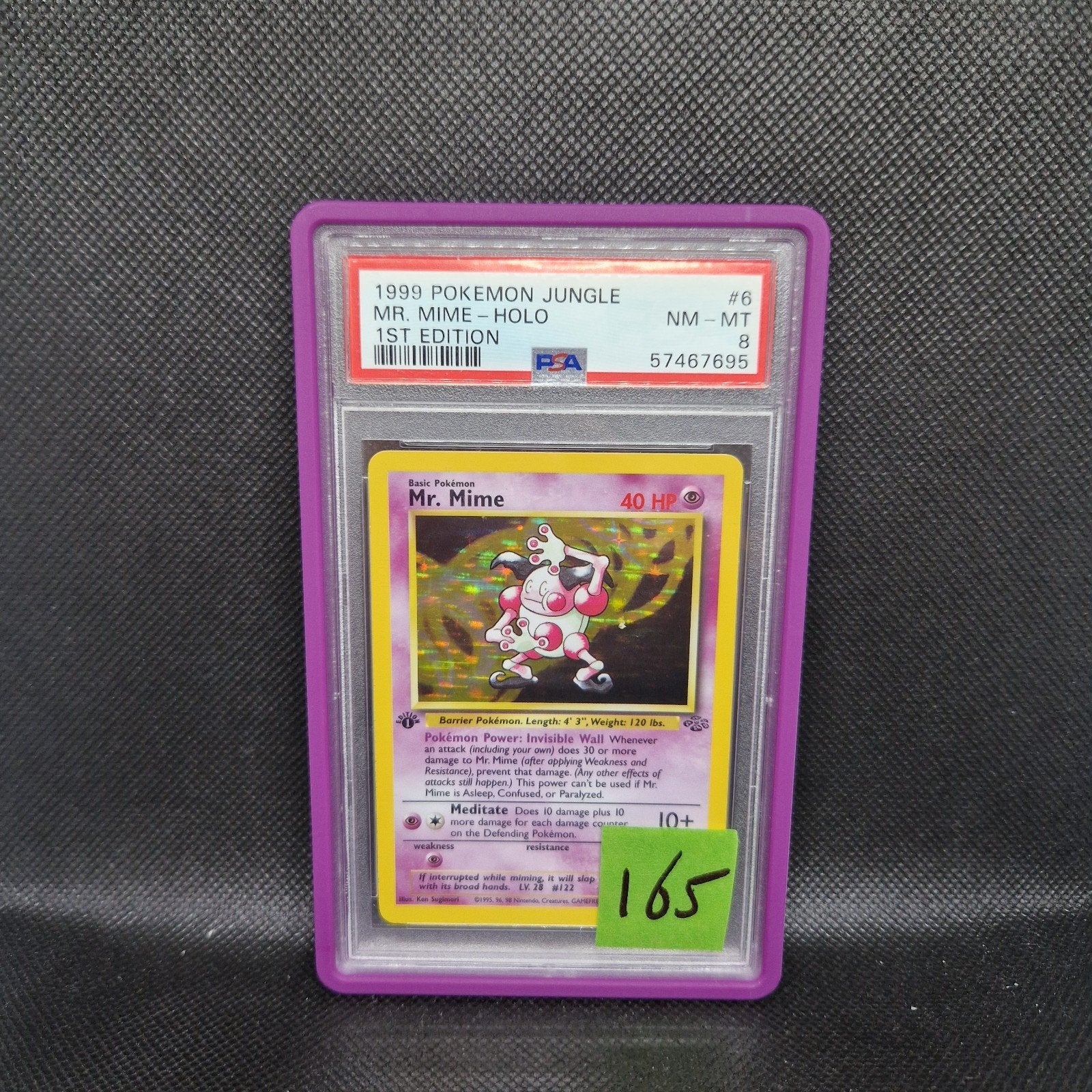 Mr. Mime Holo 1st Edition Jungle PSA 8, Ophalen of Verzenden, Zo goed als nieuw