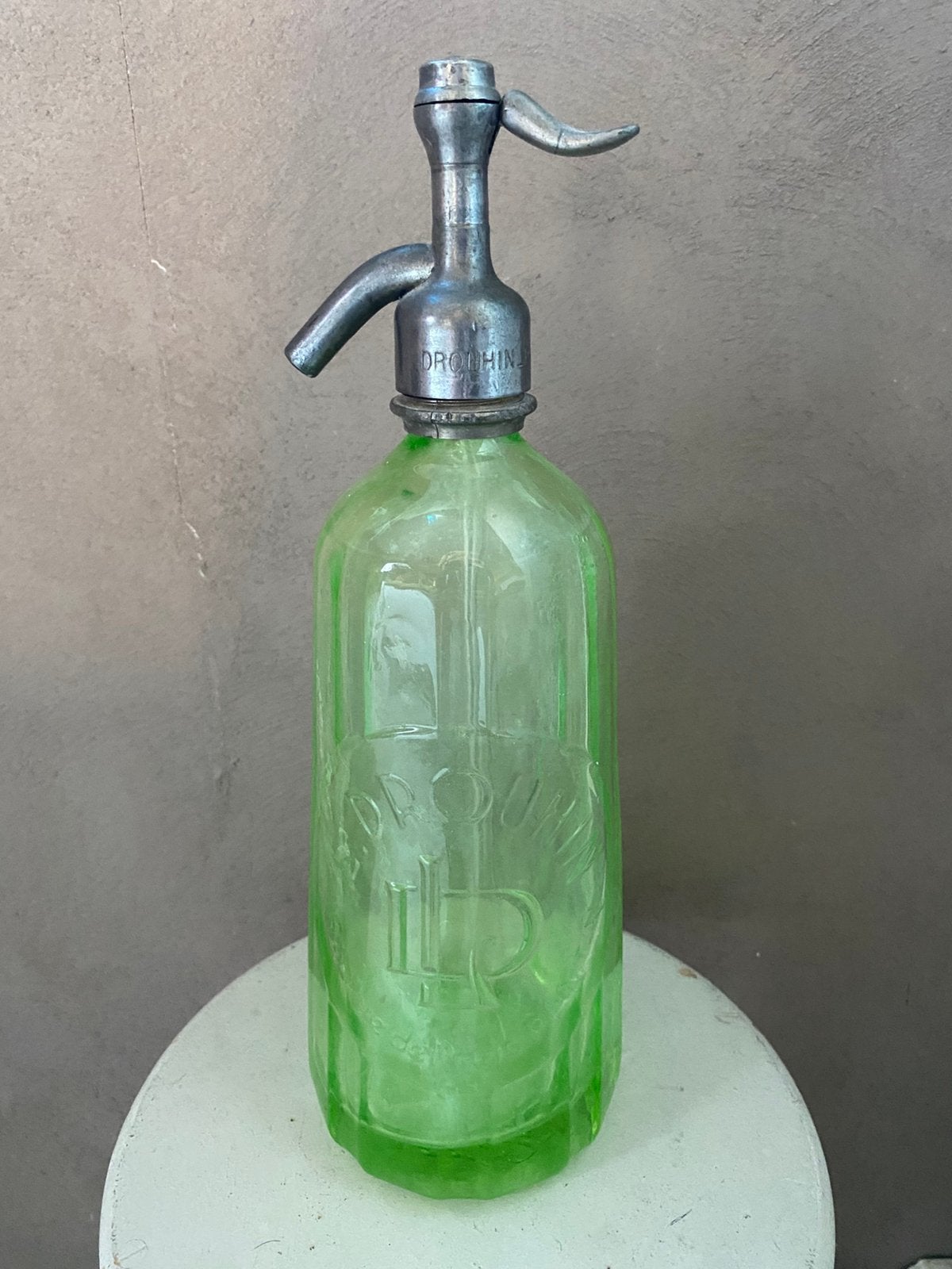 Franse brocante uranium spuitfles sodafles siphon, Ophalen of Verzenden