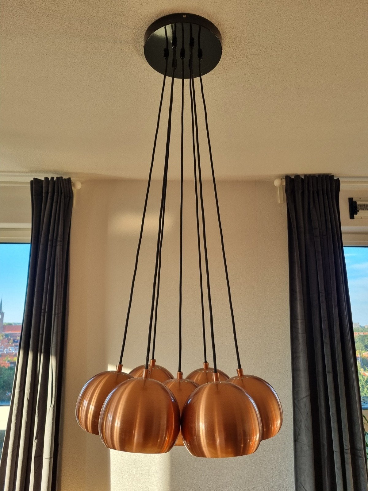 Zuiver Multishine Hanglamp - 7 lichts - Koper, Ophalen, Modern, Industrieel, E27 (groot), Zo goed als nieuw