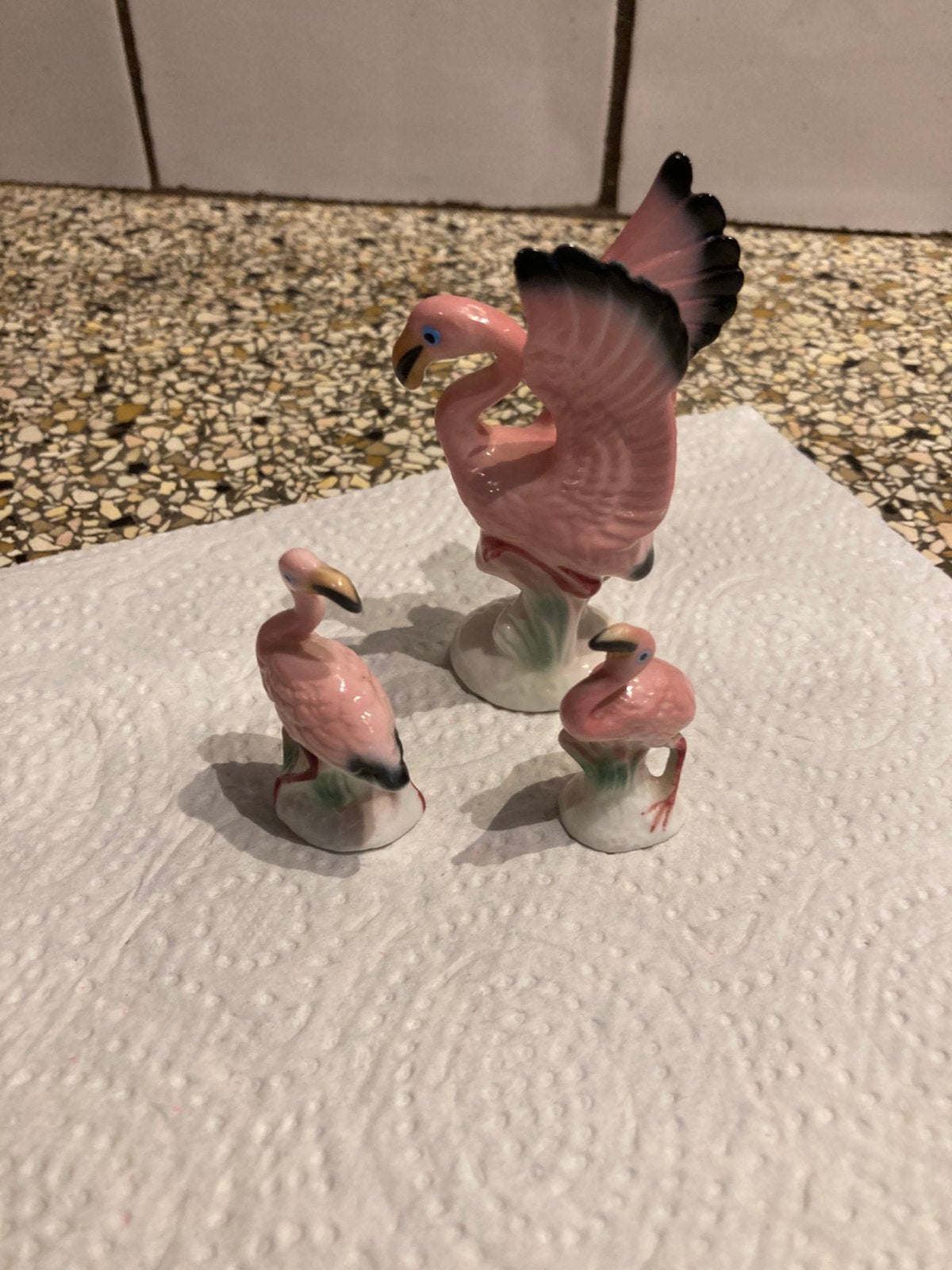 Set oude bewldje flamingo, Verzamelen, Ophalen of Verzenden, Zo goed als nieuw, Dier