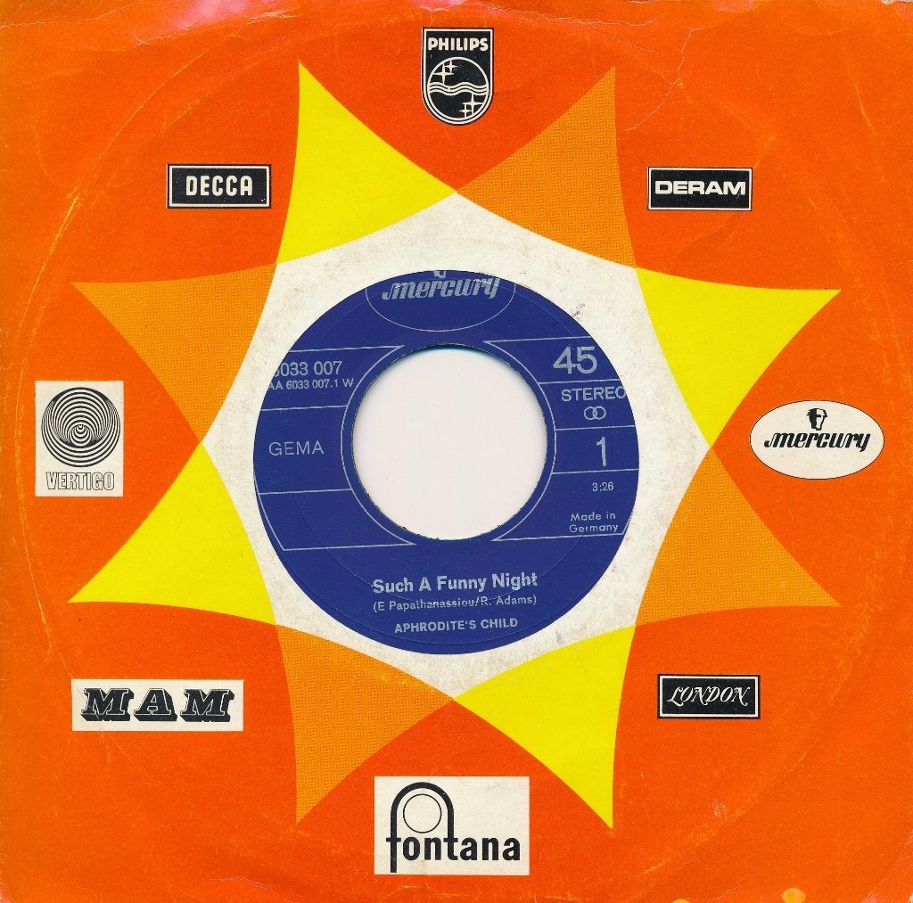 814 Aphrodite's Child - Such a funny night (1971), Ophalen of Verzenden, Gebruikt, 7 inch, Pop