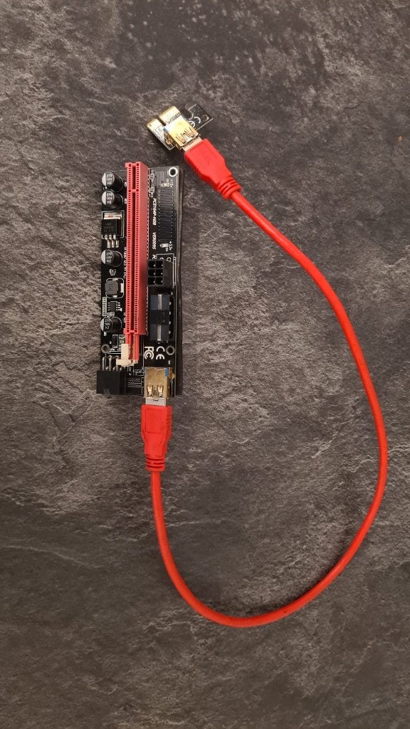 PCI-E Riser Kabel Card 16x 1x USB PCIE, Computers en Software, Ophalen of Verzenden, Gebruikt