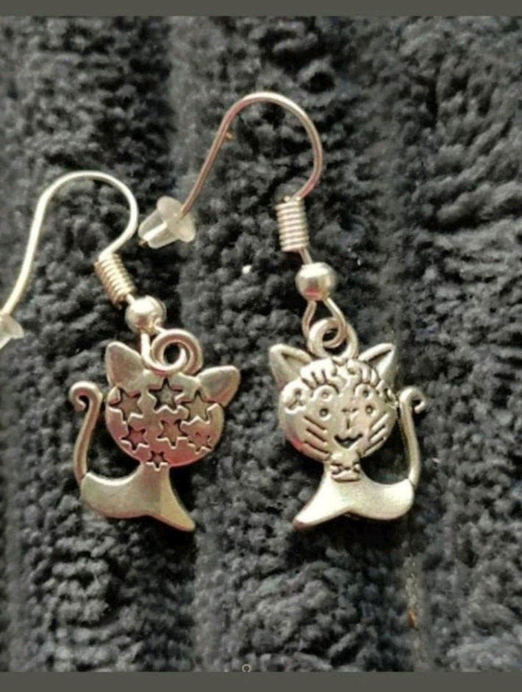 zilveren oorbellen kat, Hangers, Verzenden, Nieuw, Zilver